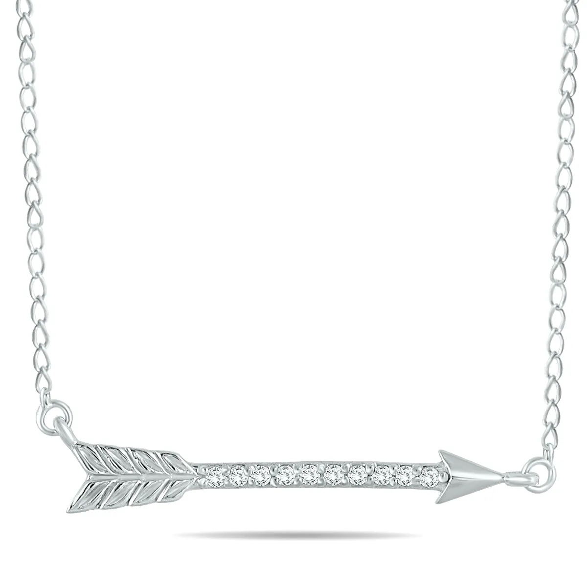 1/10 Carat Tw Diamond Arrow Pendant In 10K White Gold