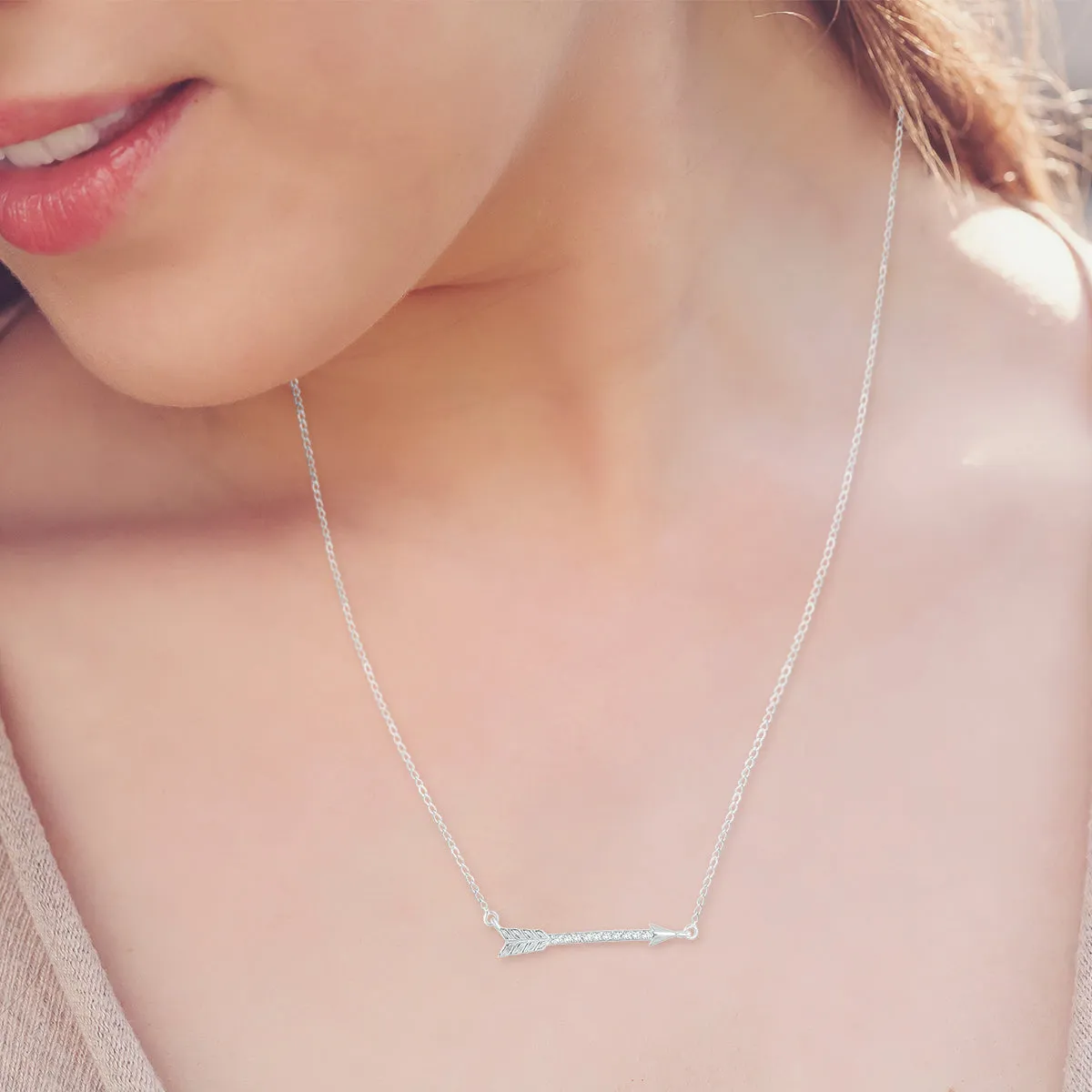 1/10 Carat Tw Diamond Arrow Pendant In 10K White Gold