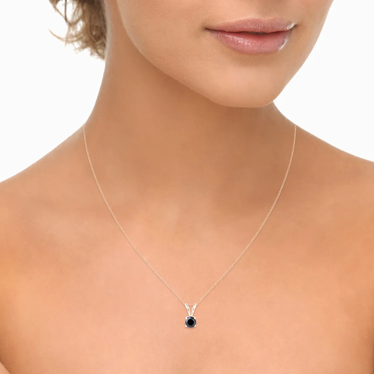 1/2 Carat Round Black Diamond Solitaire Pendant In 14K Rose Gold