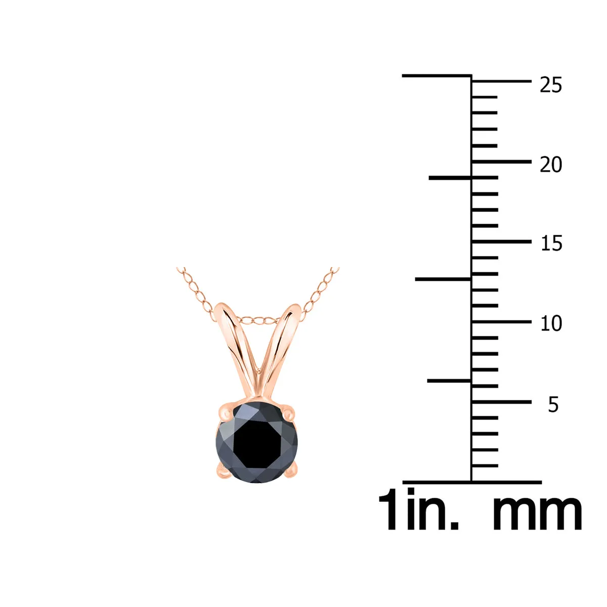 1/2 Carat Round Black Diamond Solitaire Pendant In 14K Rose Gold