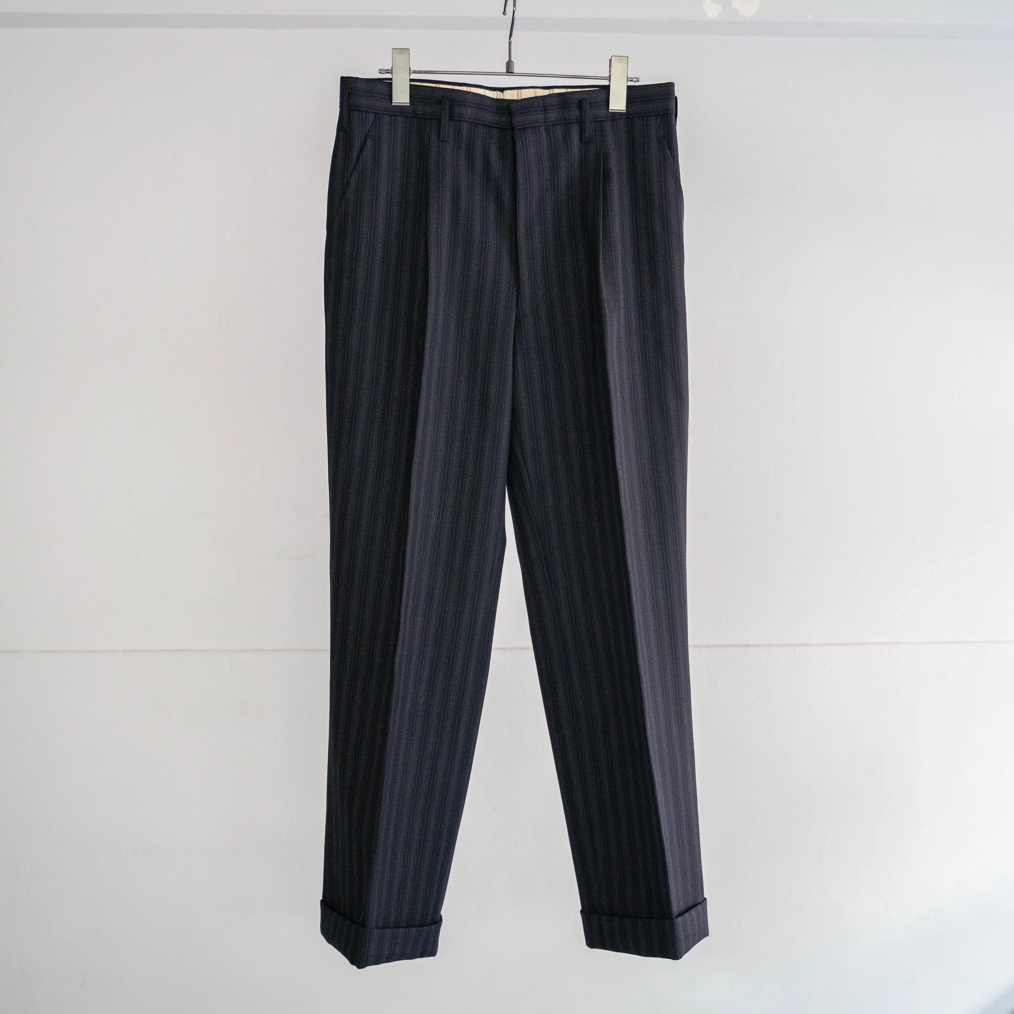 1960-70s Japan vintage dark navy base stripe slacks