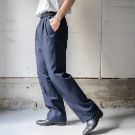 1980s Japan vintage navy color two tuck poly slacks