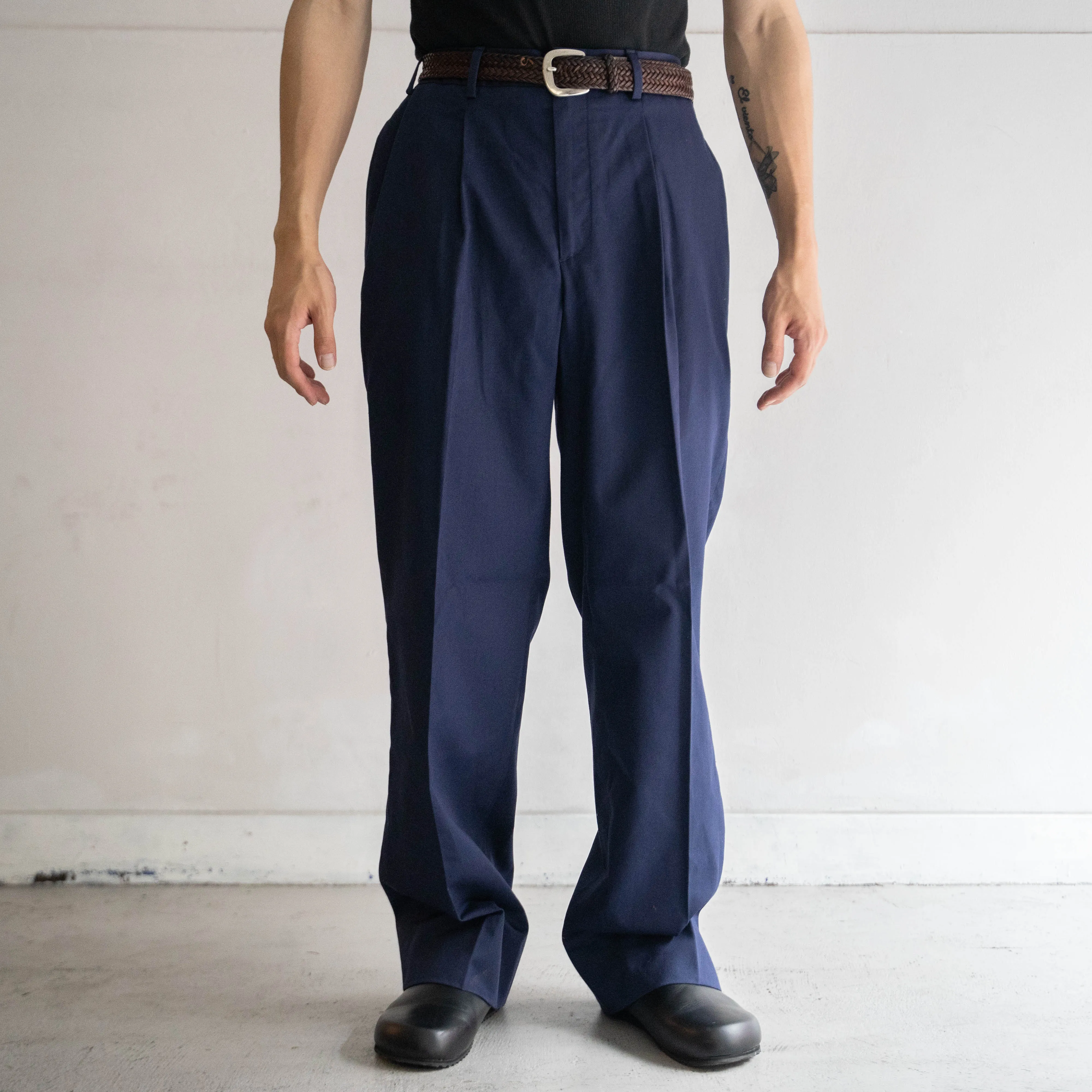 2000s Italian military navy one tuck slacks 'dead stock'