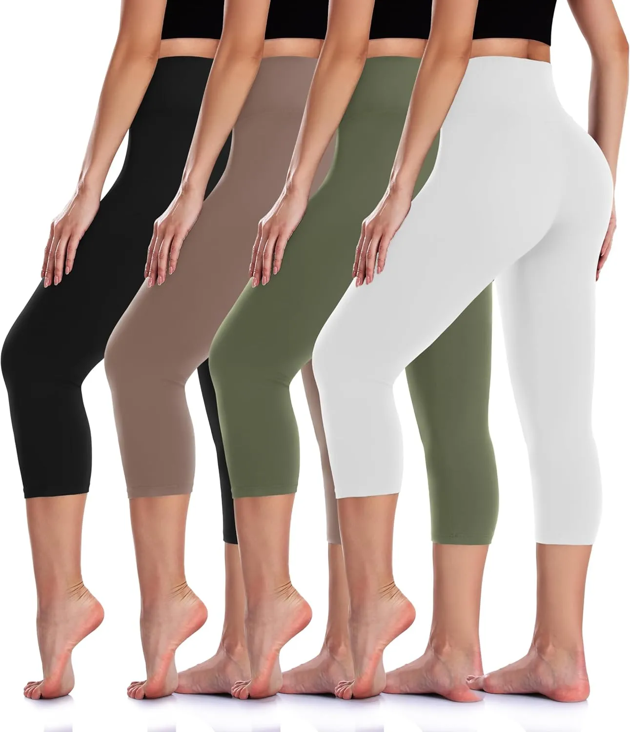 4 Pack Leggings for Women Butt Lift High Waisted Tummy Control No See-Through Yoga Pants Workout Running Leggings