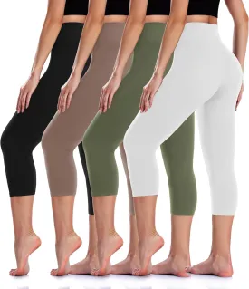 4 Pack Leggings for Women Butt Lift High Waisted Tummy Control No See-Through Yoga Pants Workout Running Leggings
