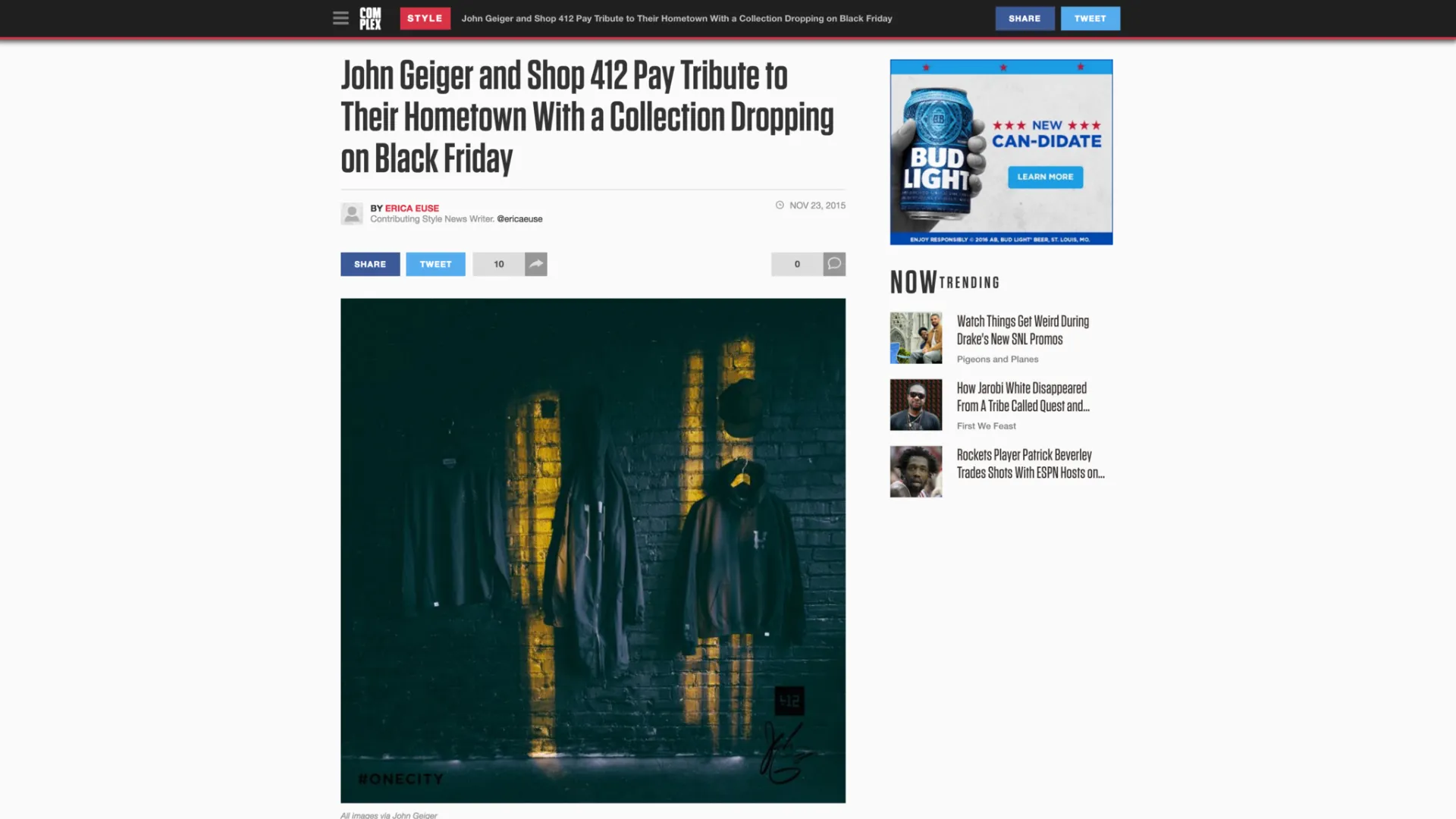 412® x John Geiger "One City" : November/2015