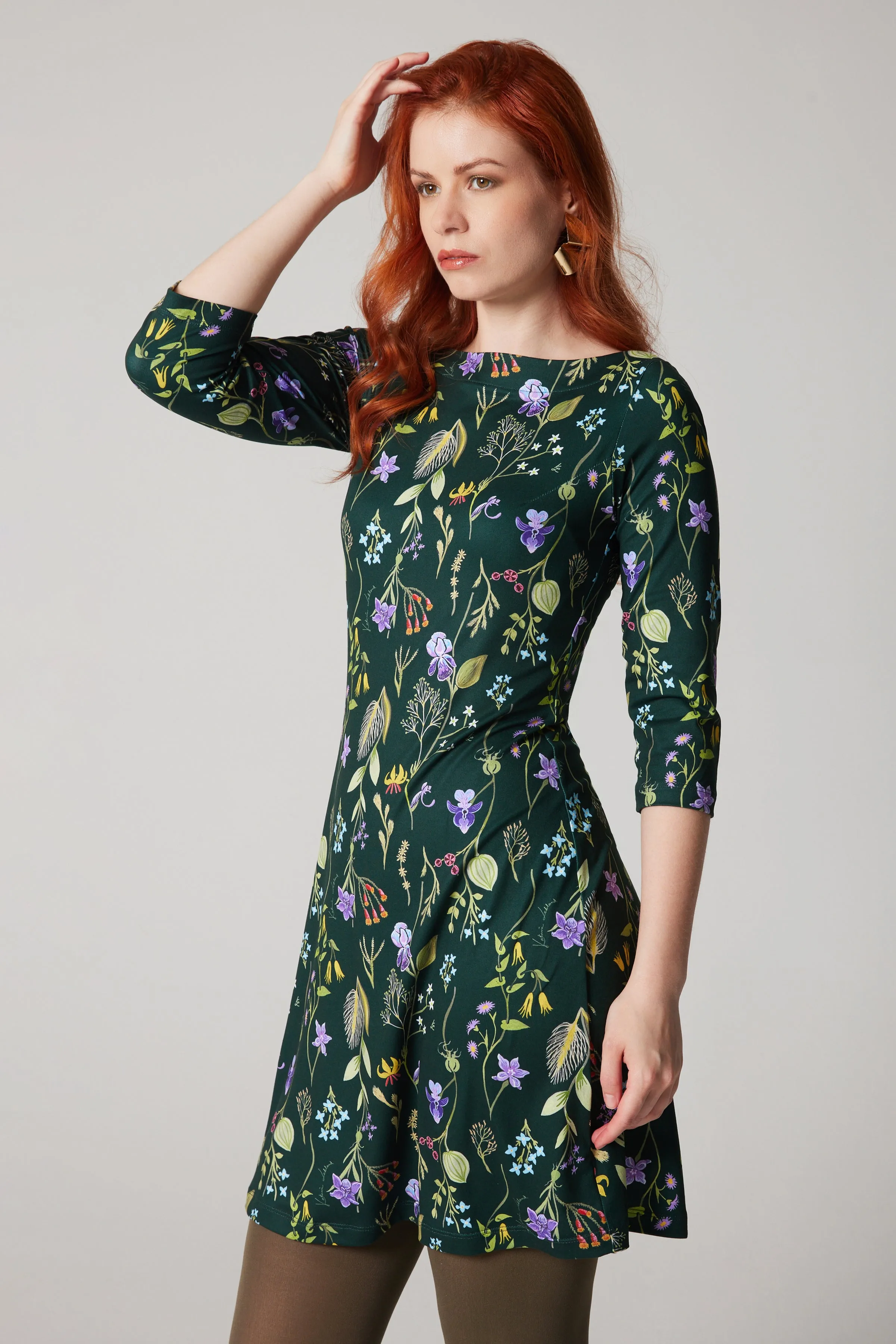 A-Line Dress - Laurentian Flowers - Green