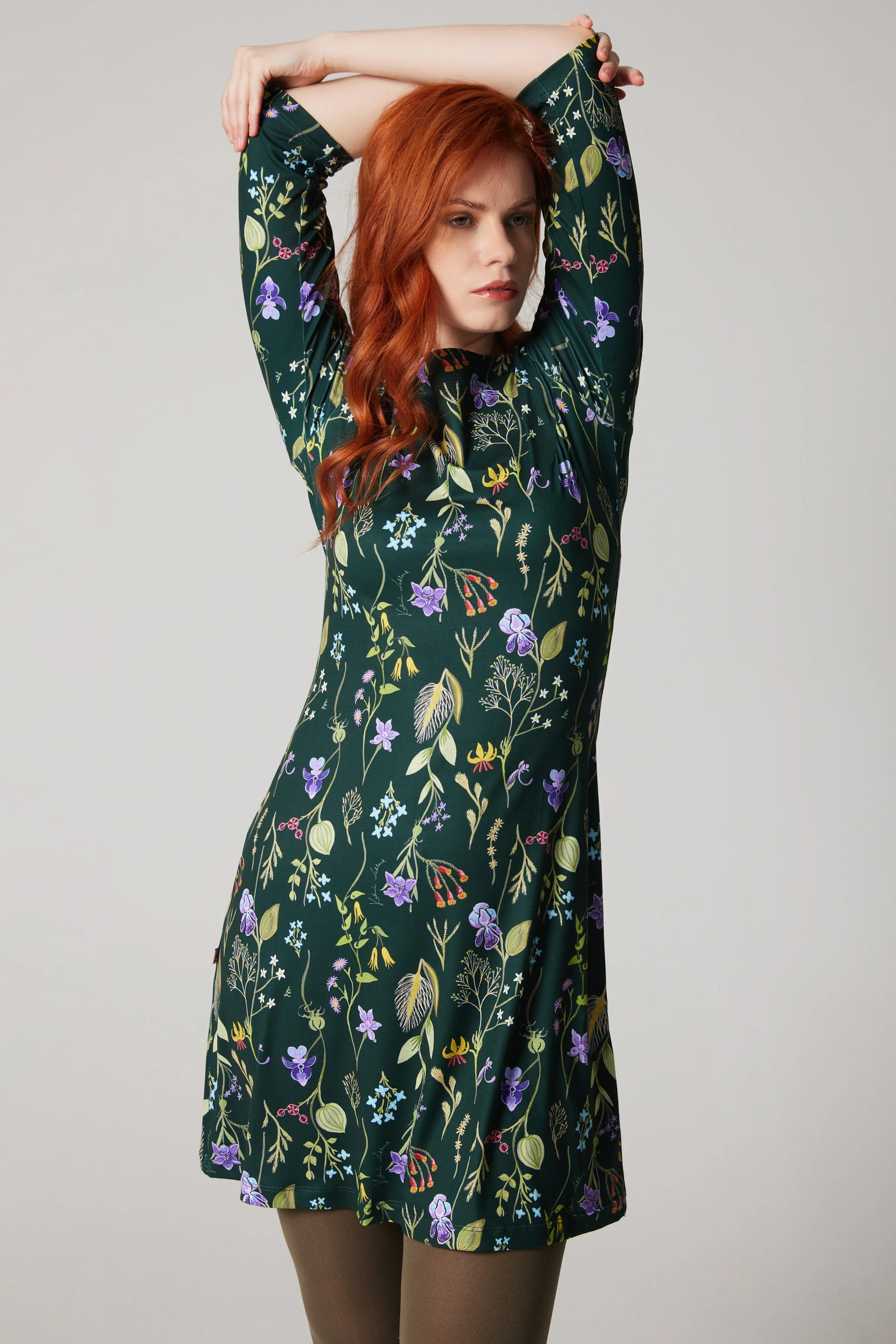A-Line Dress - Laurentian Flowers - Green