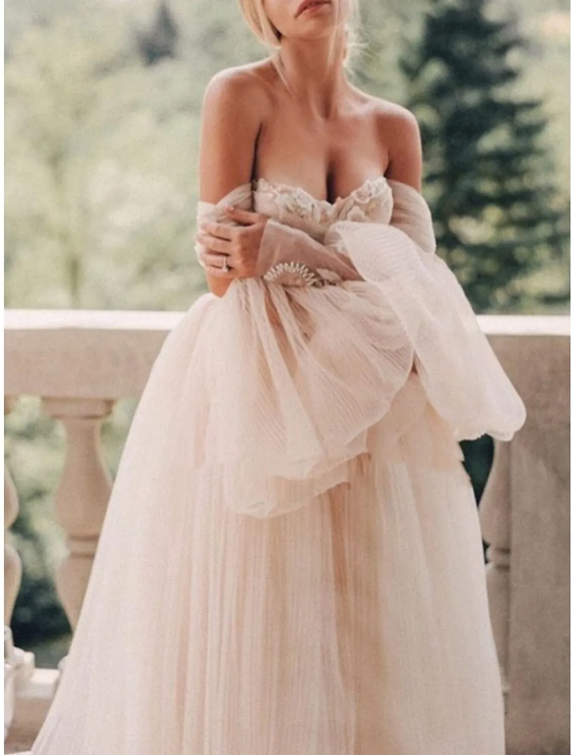 A-Line Evening Gown Elegant Dress Formal Sweep / Brush Train Long Sleeve Sweetheart Tulle with Pleats Ruched