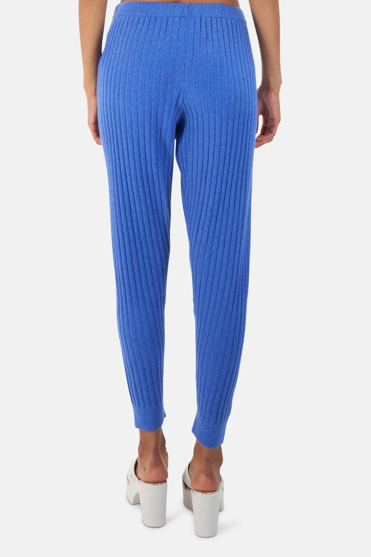 Abbey Lightweight Ribbed Cashmere Pants Blue