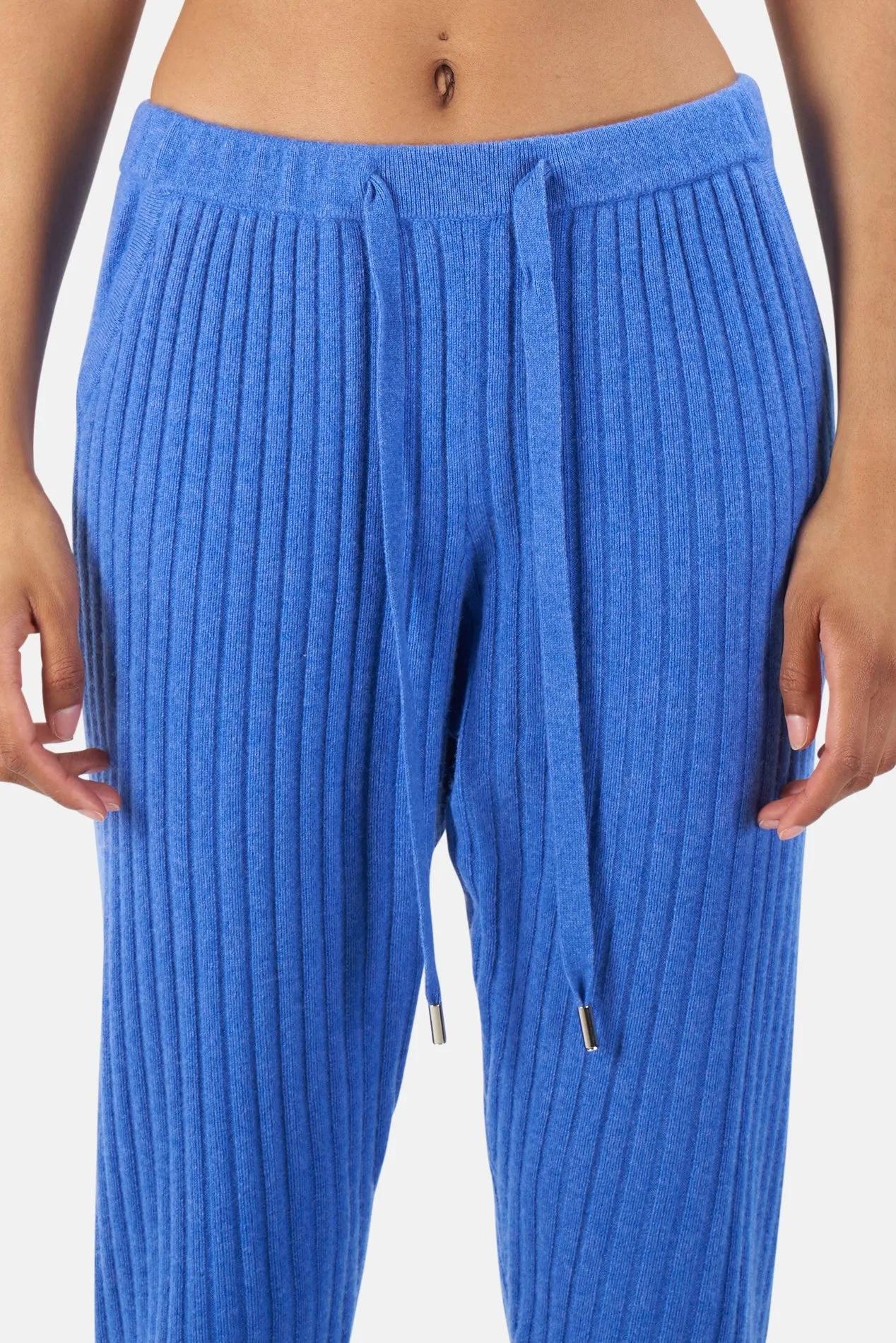 Abbey Lightweight Ribbed Cashmere Pants Blue