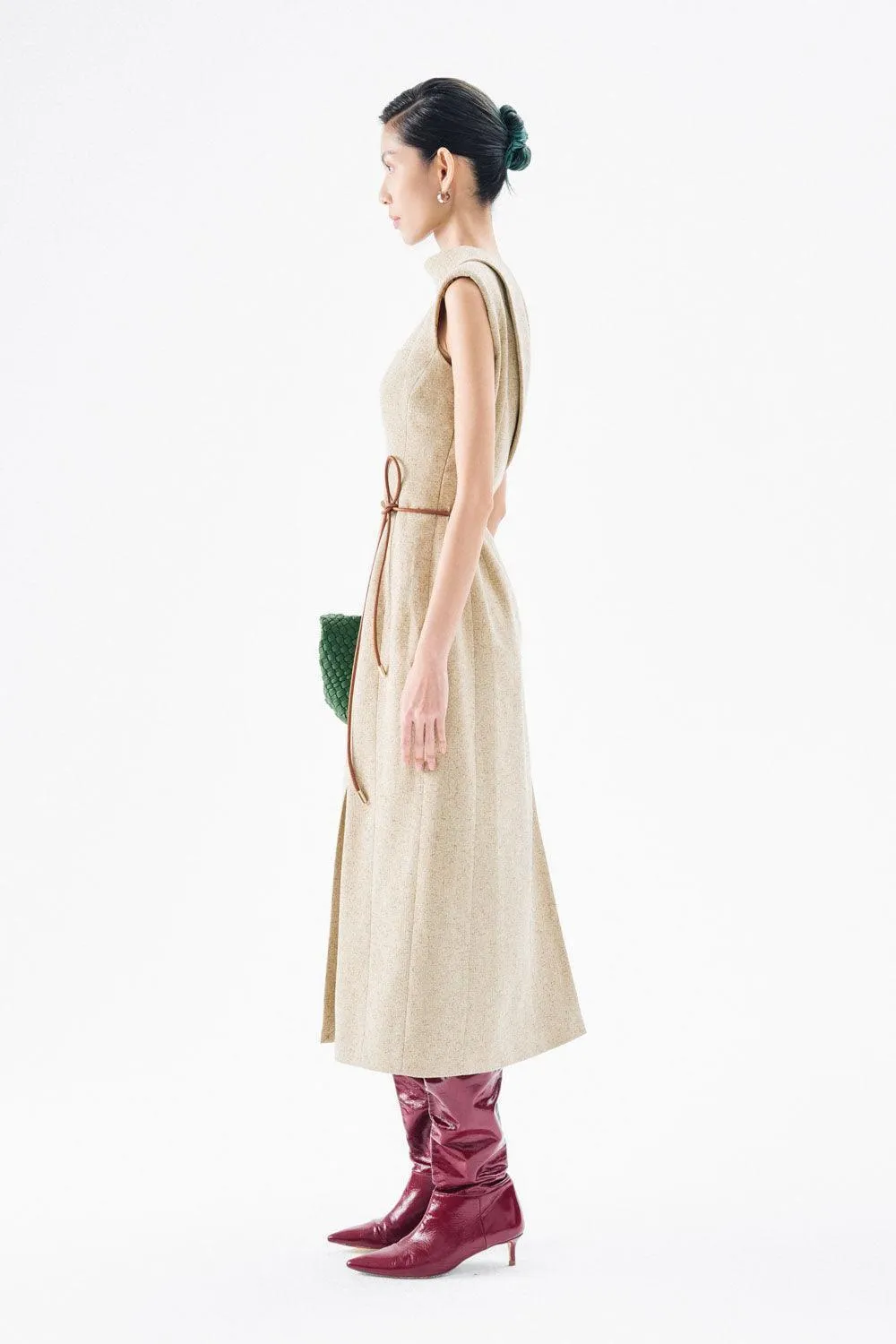 Abigail A-line Sleeveless Crepe Midi Dress