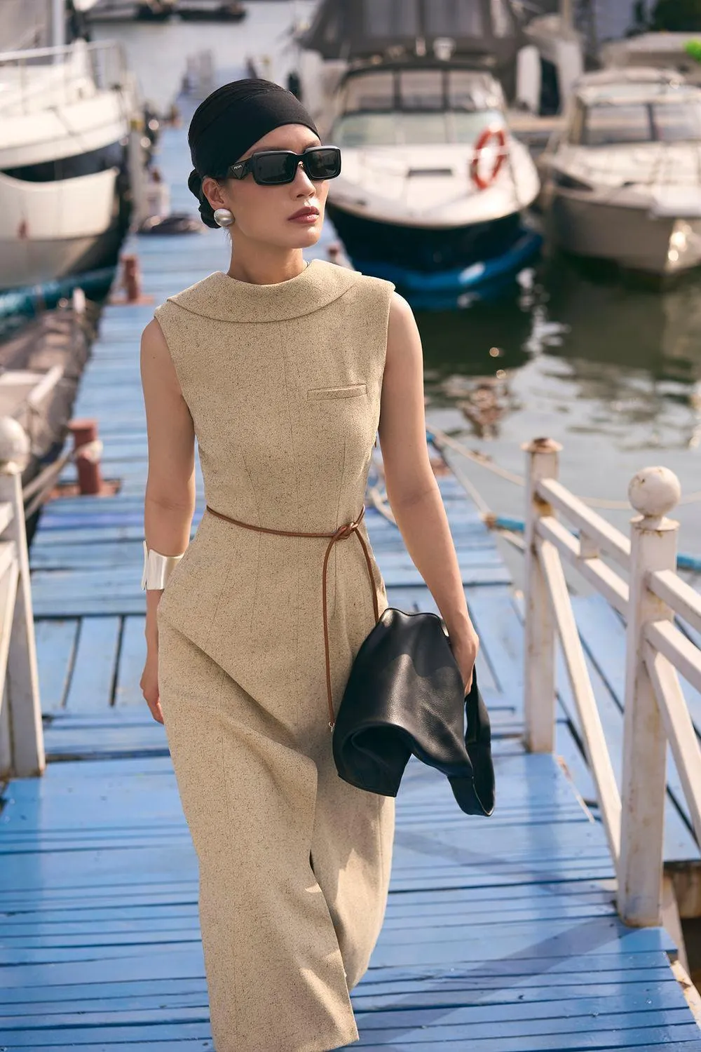 Abigail A-line Sleeveless Crepe Midi Dress