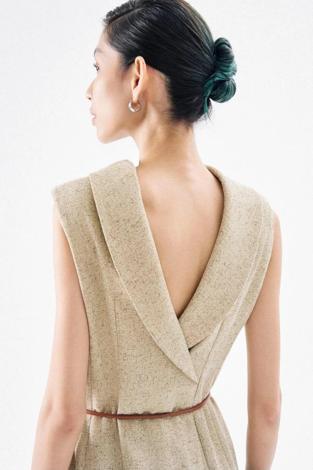 Abigail A-line Sleeveless Crepe Midi Dress