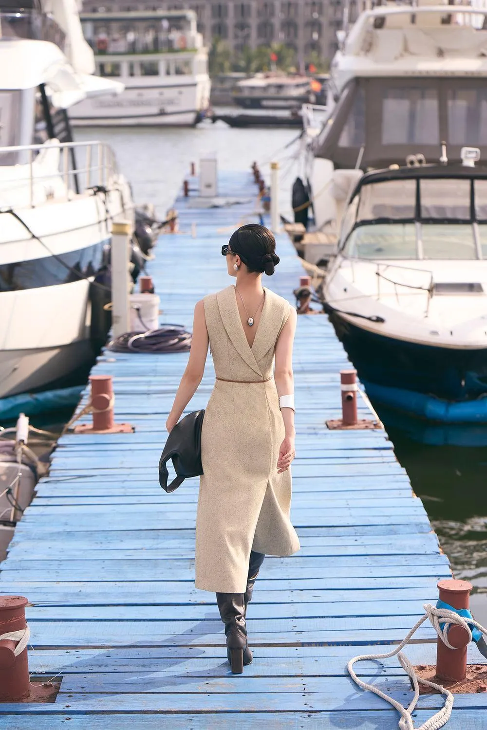 Abigail A-line Sleeveless Crepe Midi Dress