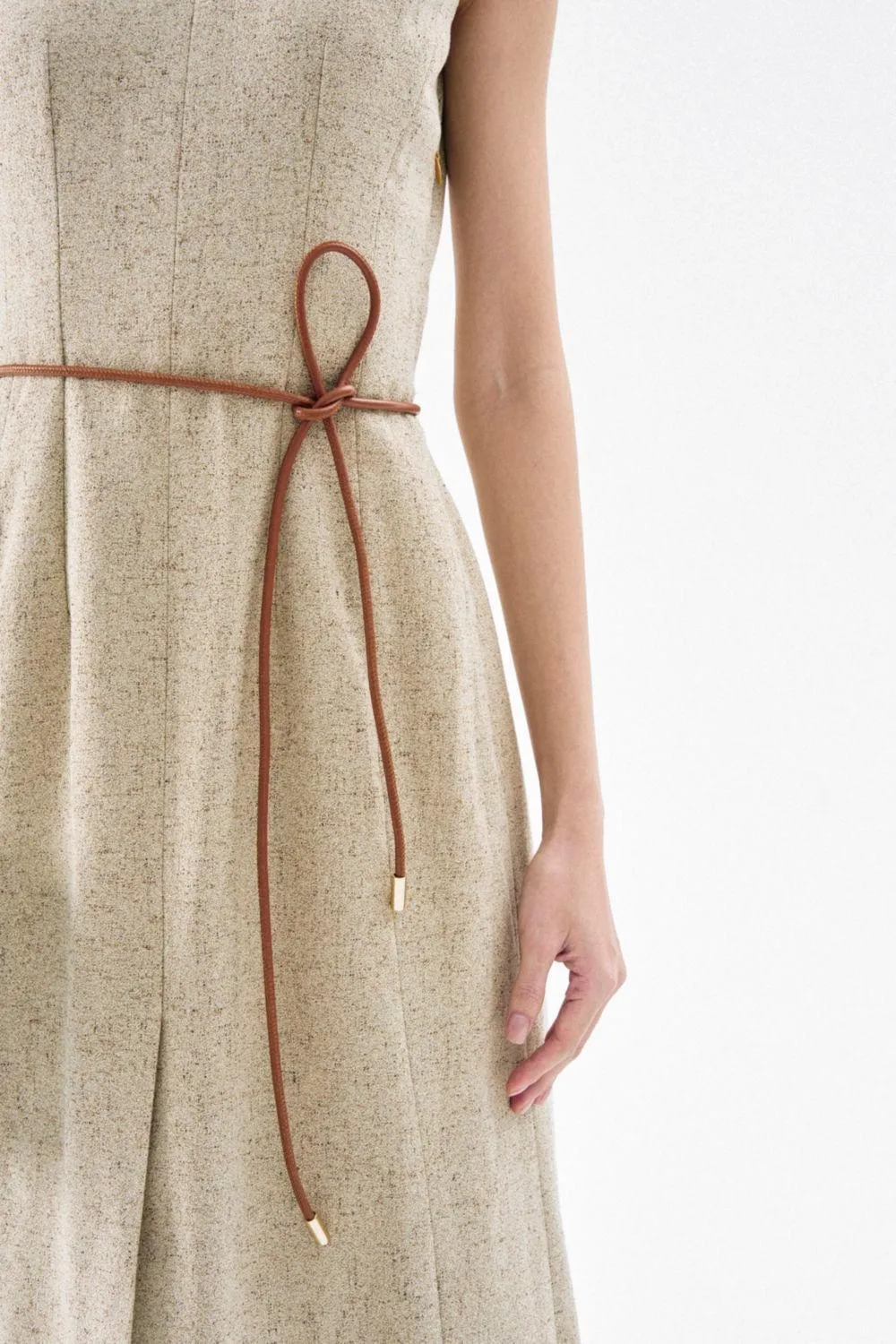 Abigail A-line Sleeveless Crepe Midi Dress