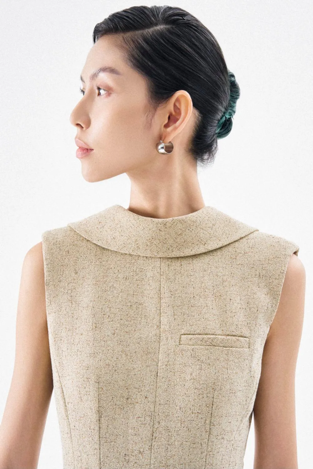 Abigail A-line Sleeveless Crepe Midi Dress