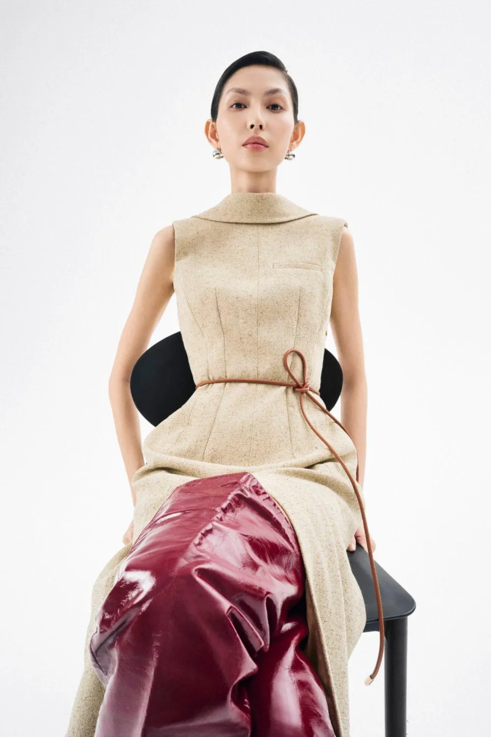 Abigail A-line Sleeveless Crepe Midi Dress