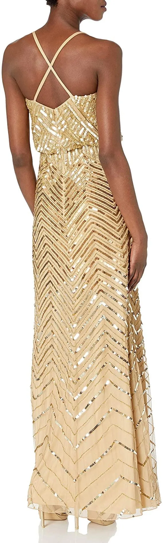 Adrianna Papell 91869160 Long Beaded Blouson Dress
