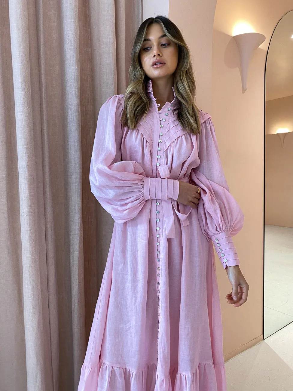 Alemais Halcyon Midi Dress in Candy Pink