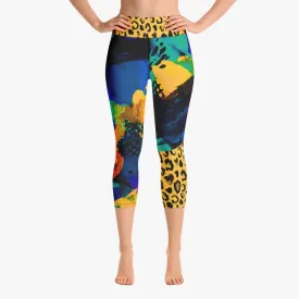 Animal Printed Capris "Wild Canvas" Blue/Yellow