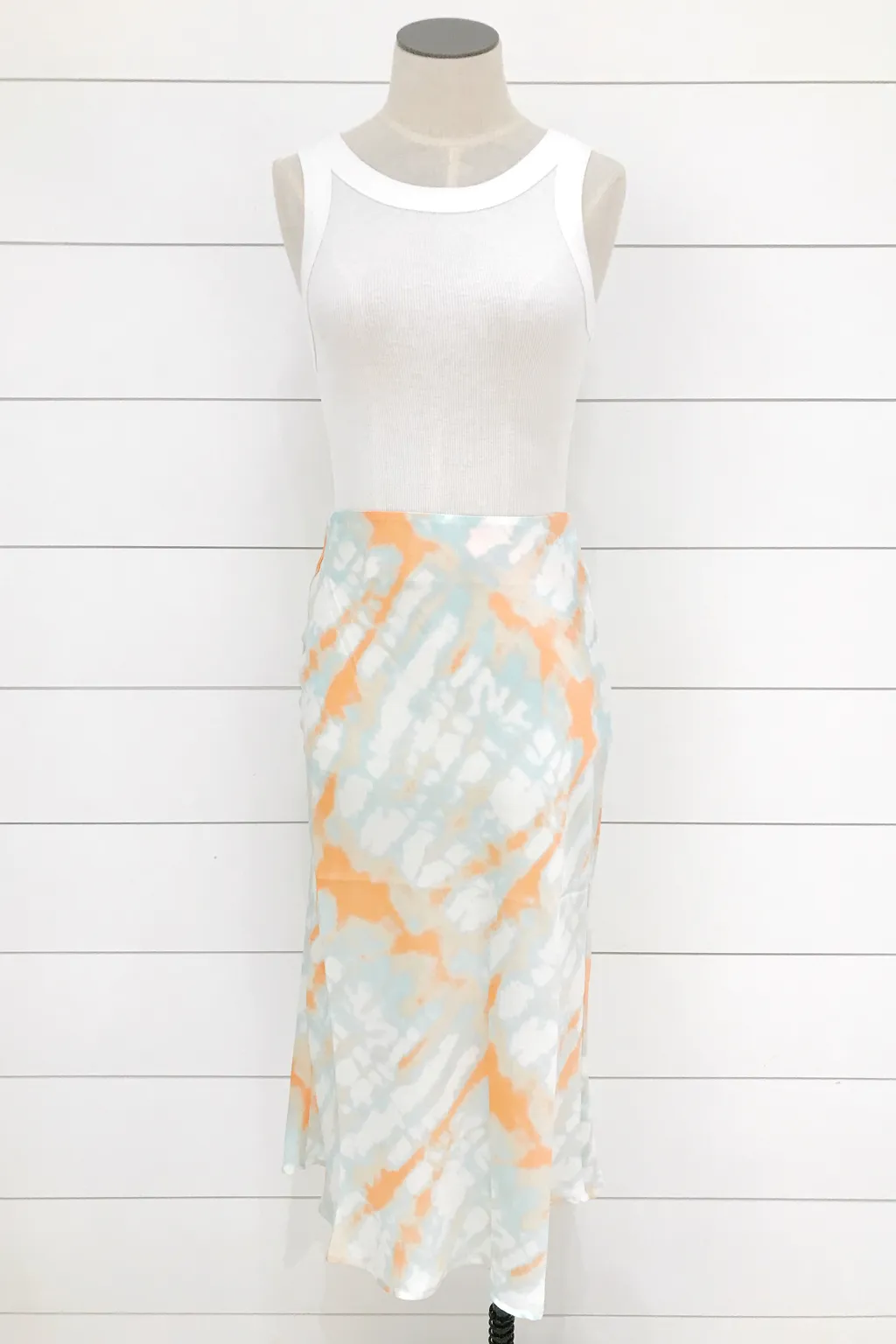 Aqua Tie Dye Midi Skirt