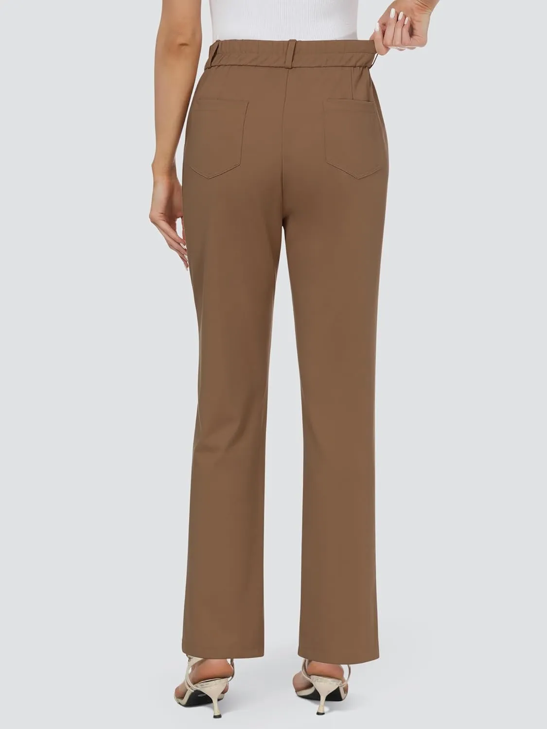 AVAMO Womens Stretchy Work Pants Business Casual Pants Slacks with Pockets High Waisted Straight Leg Office Trousers
