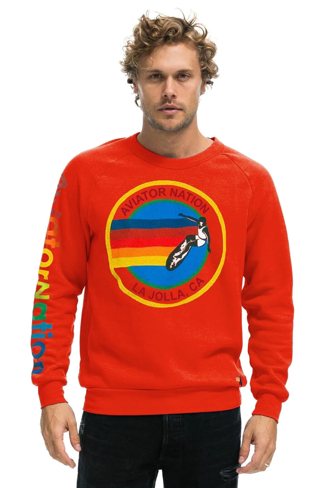 AVIATOR NATION LA JOLLA CREW SWEATSHIRT - RED