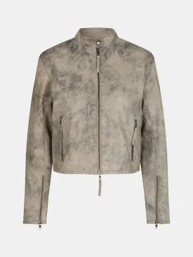 Beat Leather Jacket Grey Stone