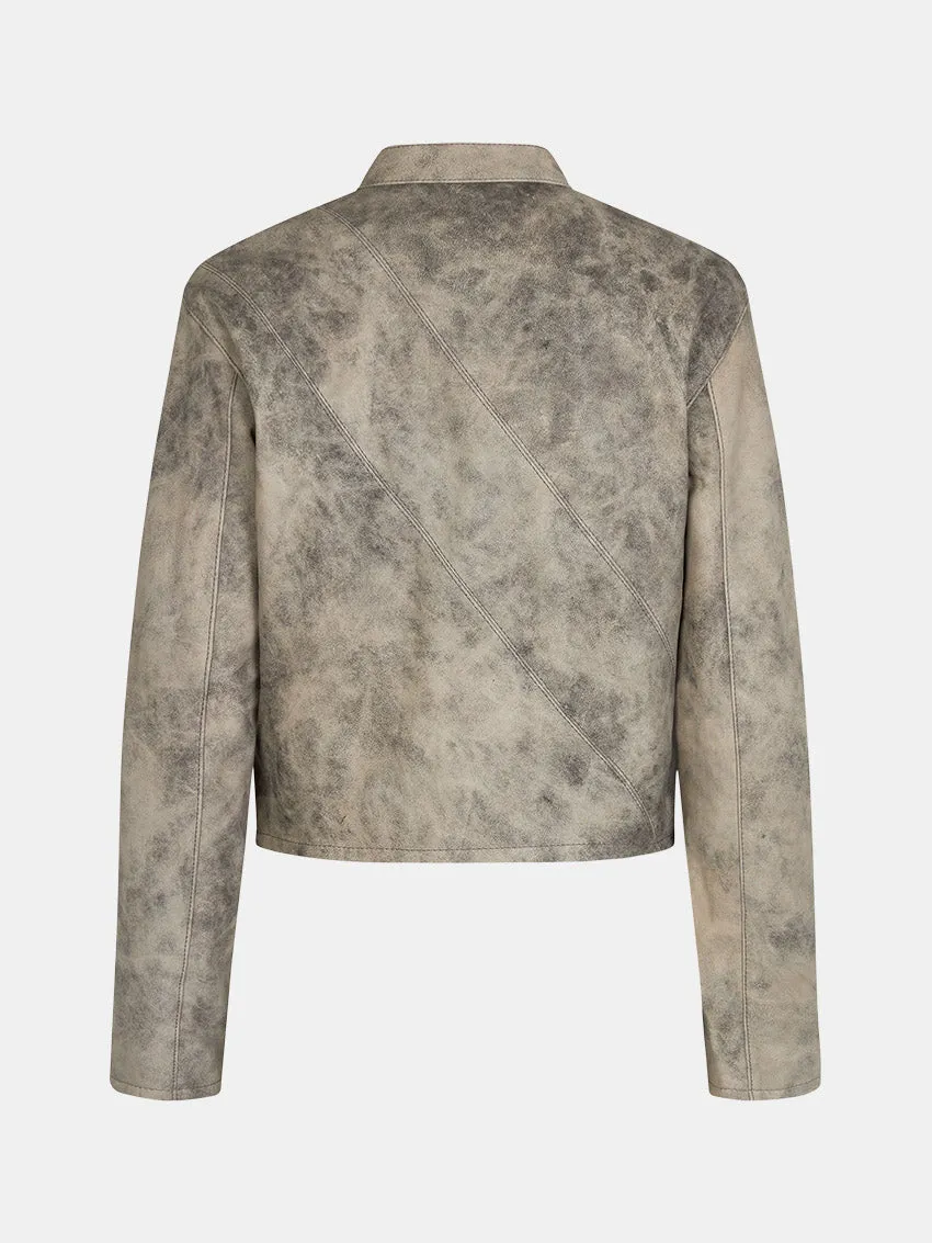 Beat Leather Jacket Grey Stone