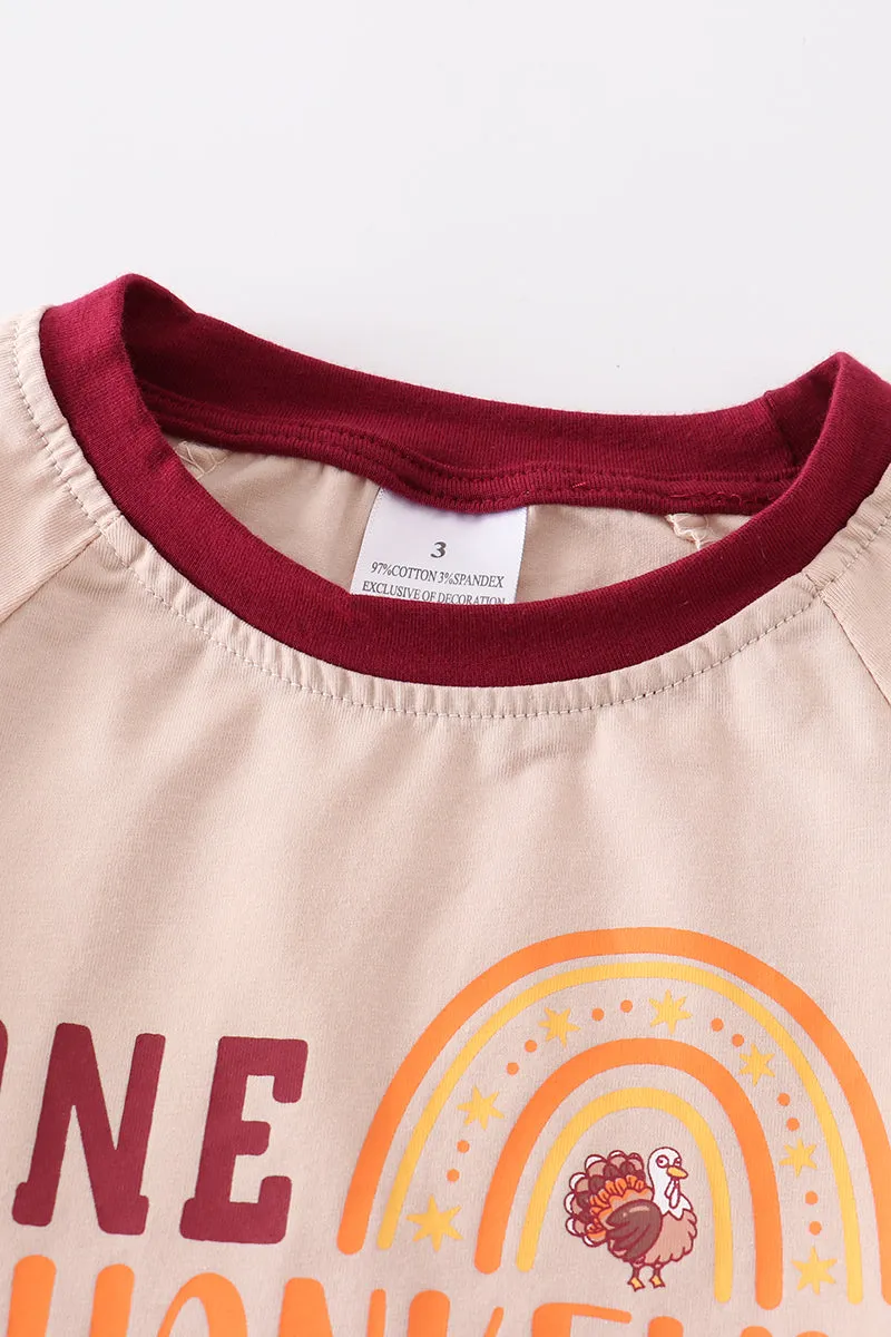 Beige "one thankful boy" top