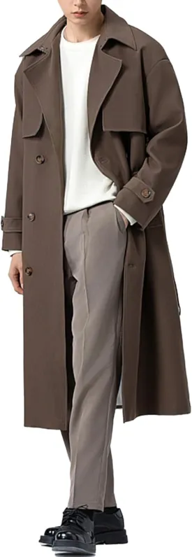 Botten Men's Trench Coat - Long Jacket Overcoat-Oversized Casual Windbreaker