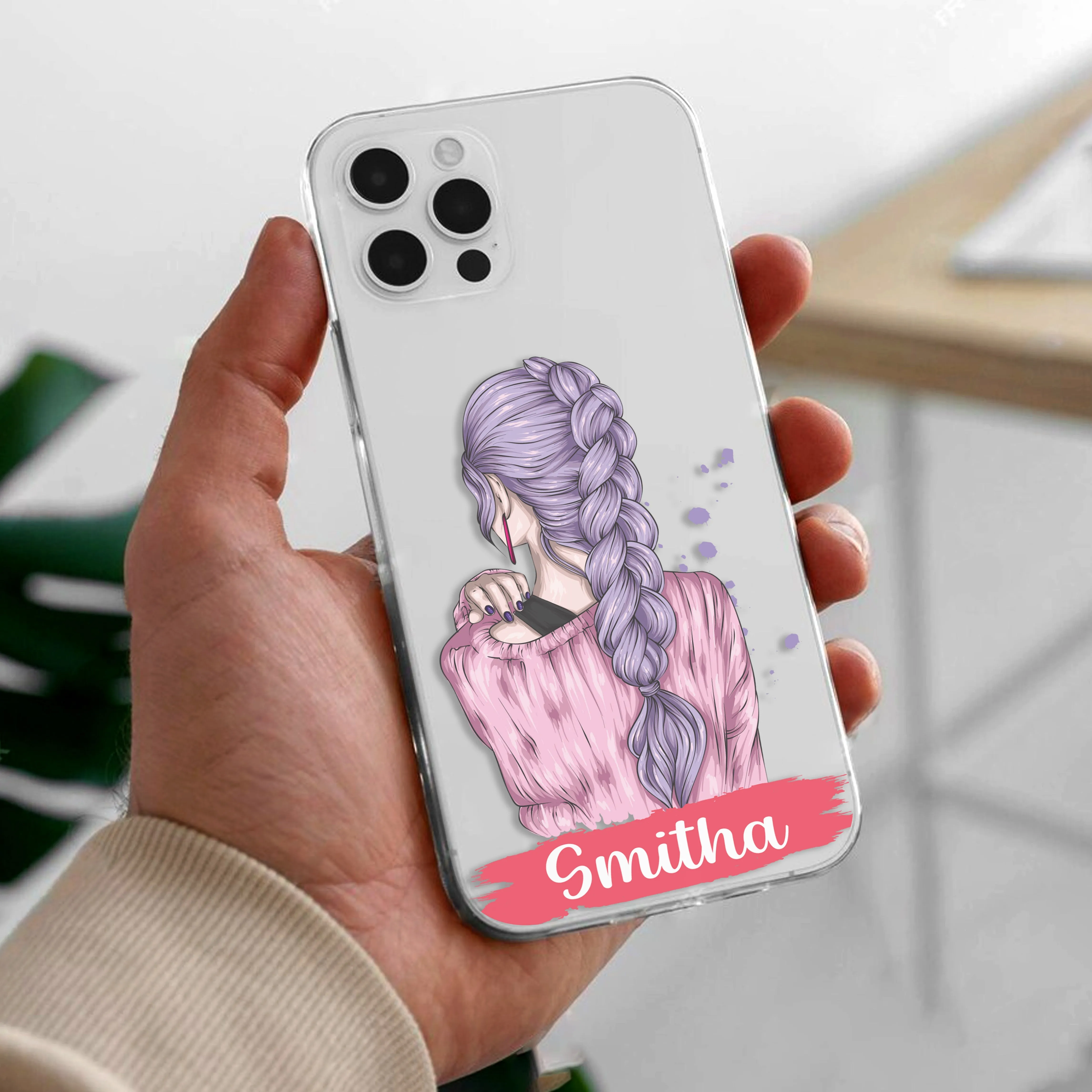 Braid Girl Customize Transparent Silicon Case For iQOO