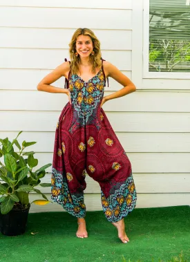 Burgundy Elephant Mandala Jumpsuit