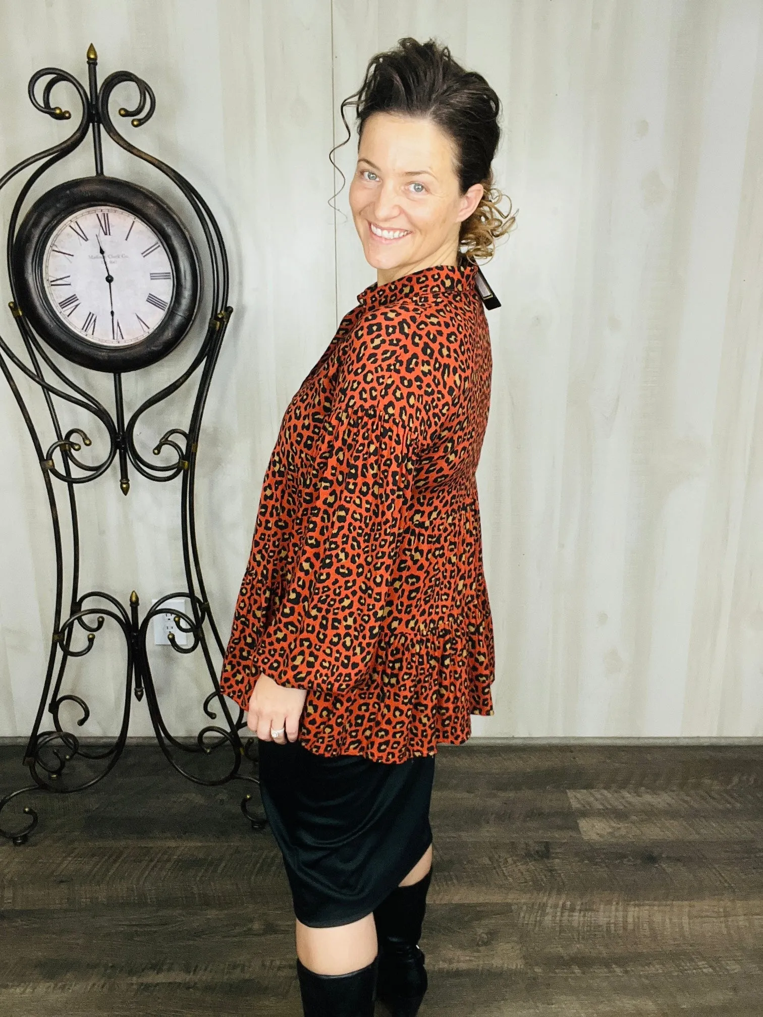 Burnt Orange Leopard Top