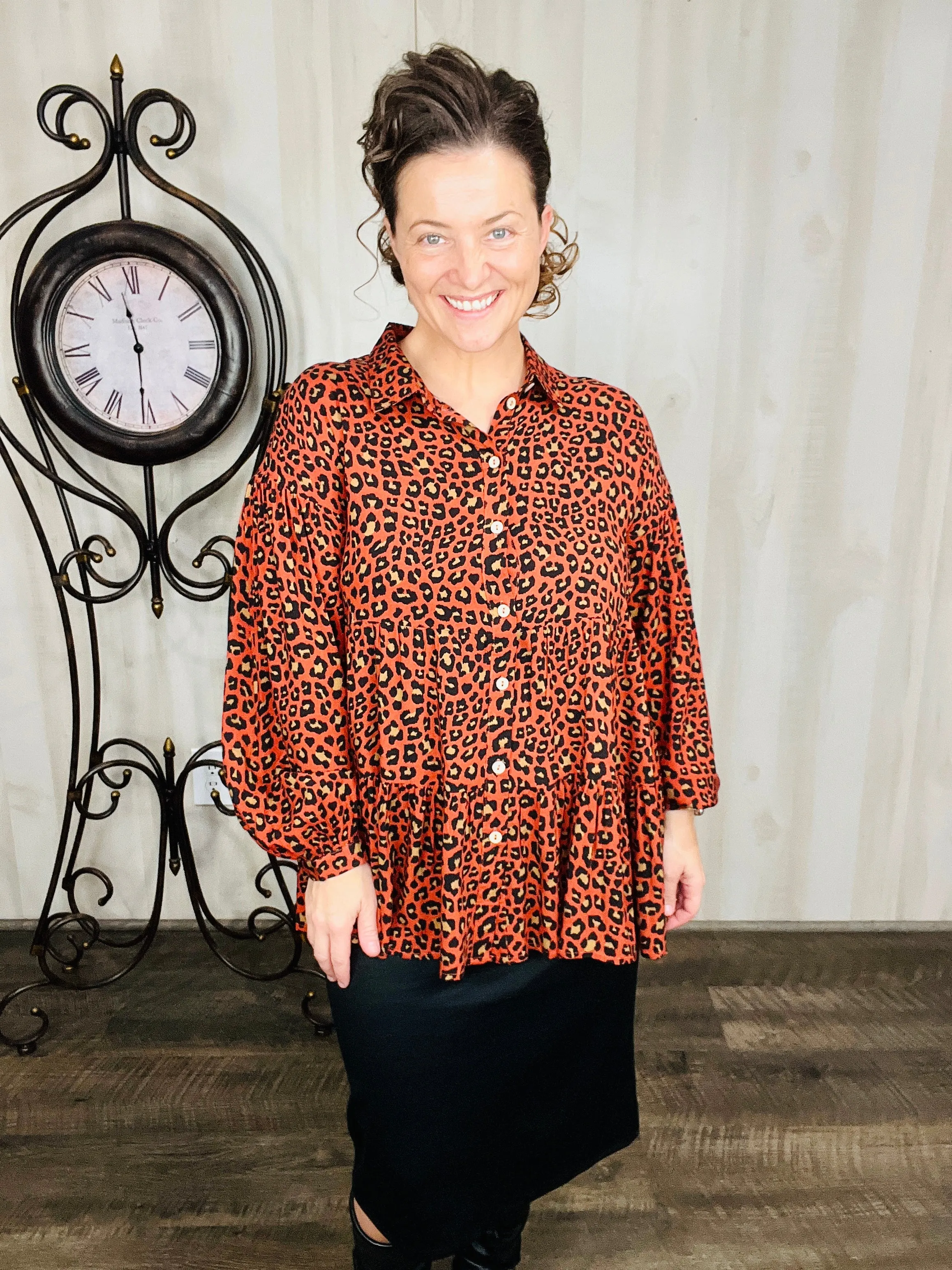Burnt Orange Leopard Top