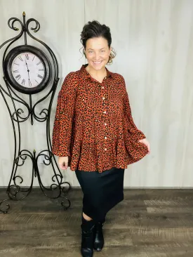 Burnt Orange Leopard Top