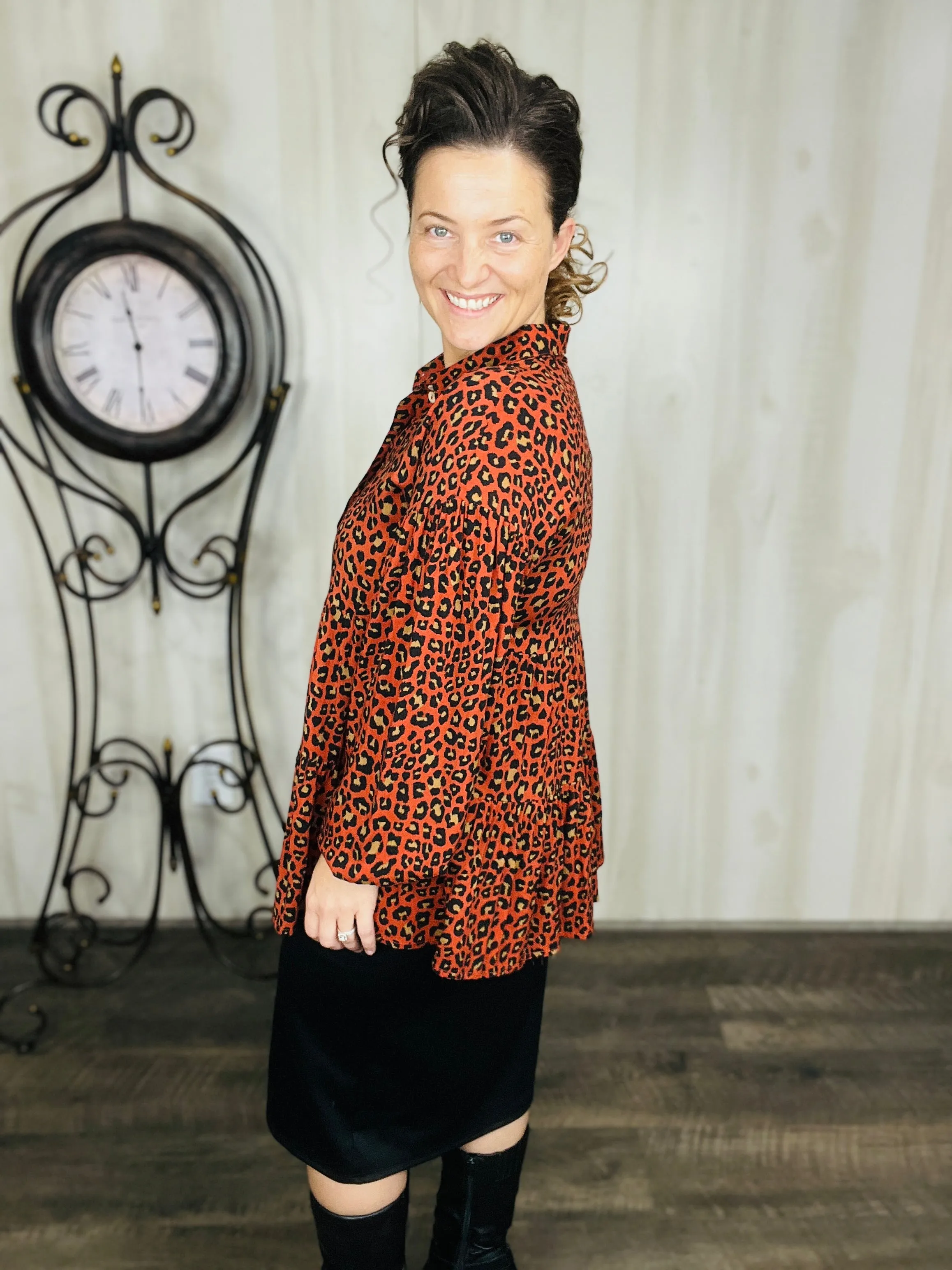 Burnt Orange Leopard Top