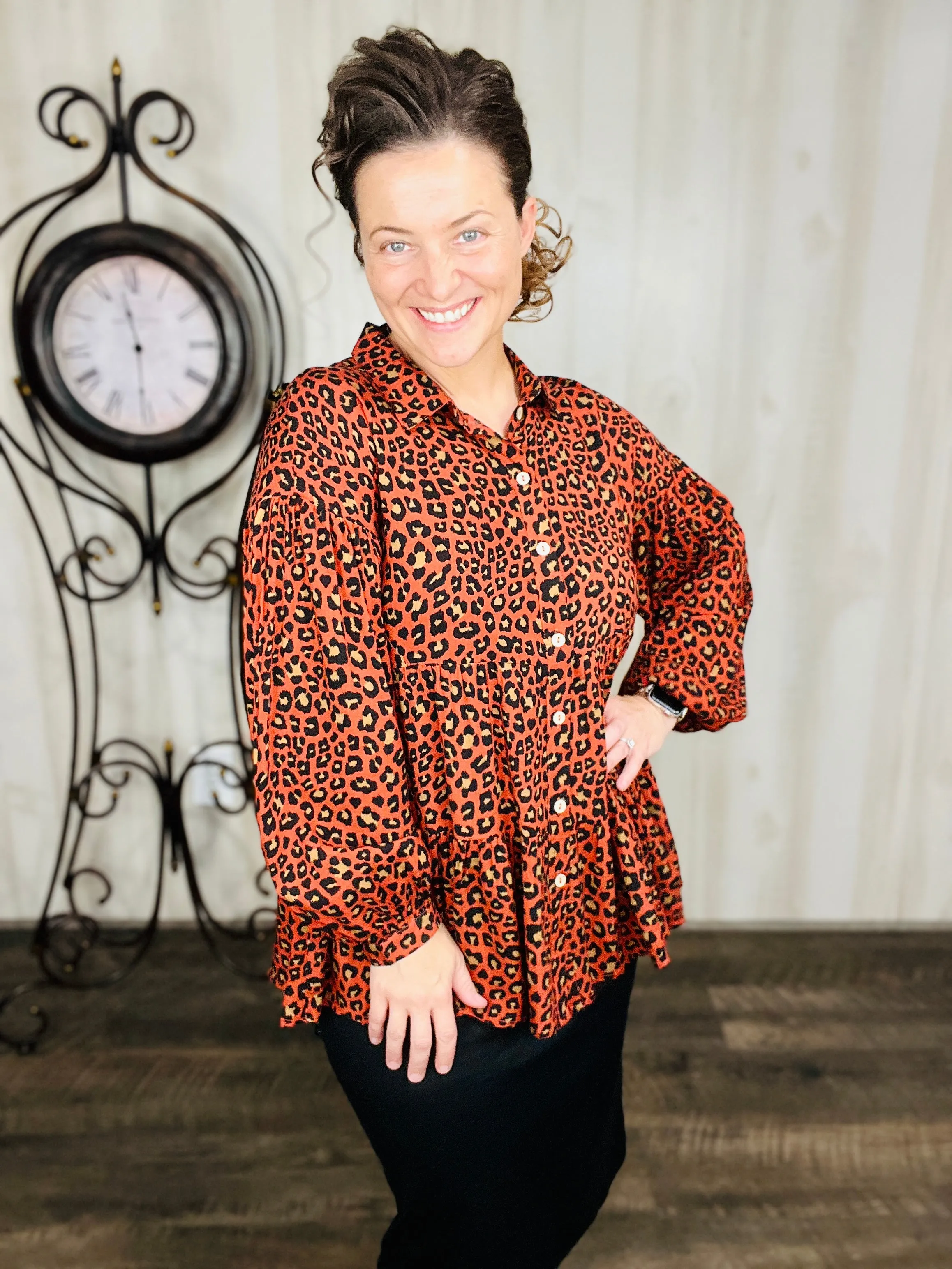Burnt Orange Leopard Top