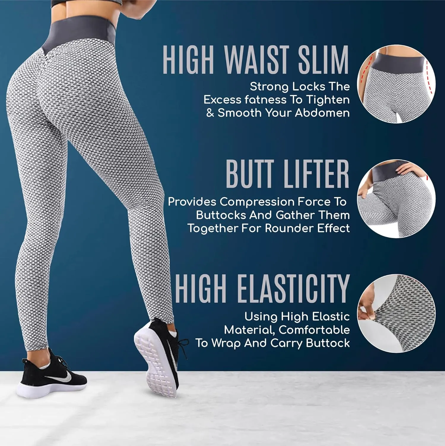 Butt Lifting Anti Cellulite Leggings for Women Stretchy Workout Leggings with Ruched - Yoga Squats Gym & Tummy Control