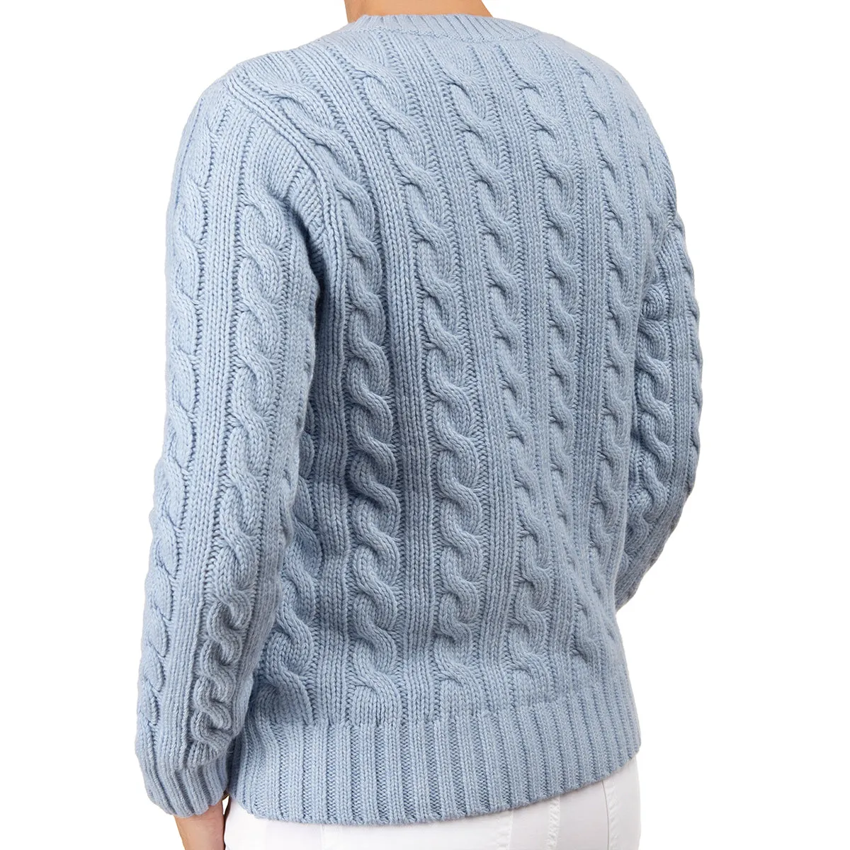 Cable Knit Pullover in Pale Blue