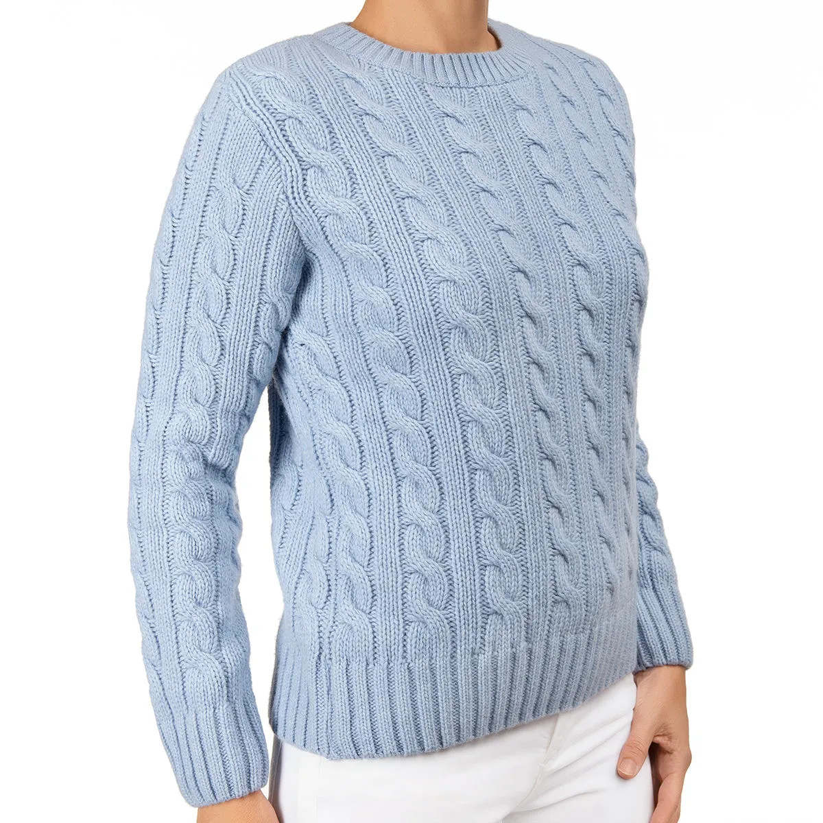 Cable Knit Pullover in Pale Blue