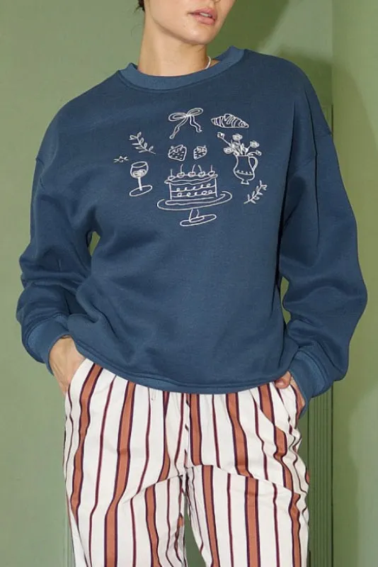 cake sweatshirt - denim