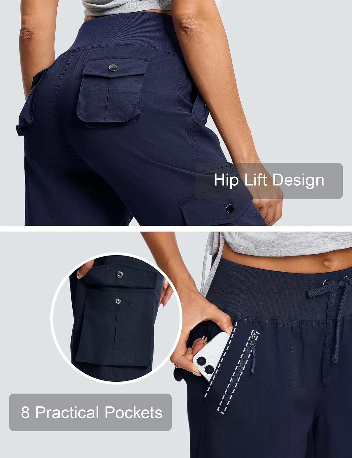 Capri Pants for Women Breathable UPF 50  Womens Cargo Capris for Summer with 8 Pockets for Hiking Travel Casual