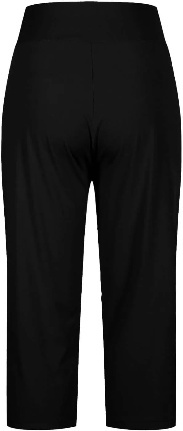 Capri Pants for Women Petite High Waisted Yoga Capris with Pockets Stretch Cropped Running Workout Leggings Slacks