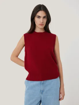 Cashmere Crew Neck Tank | Red