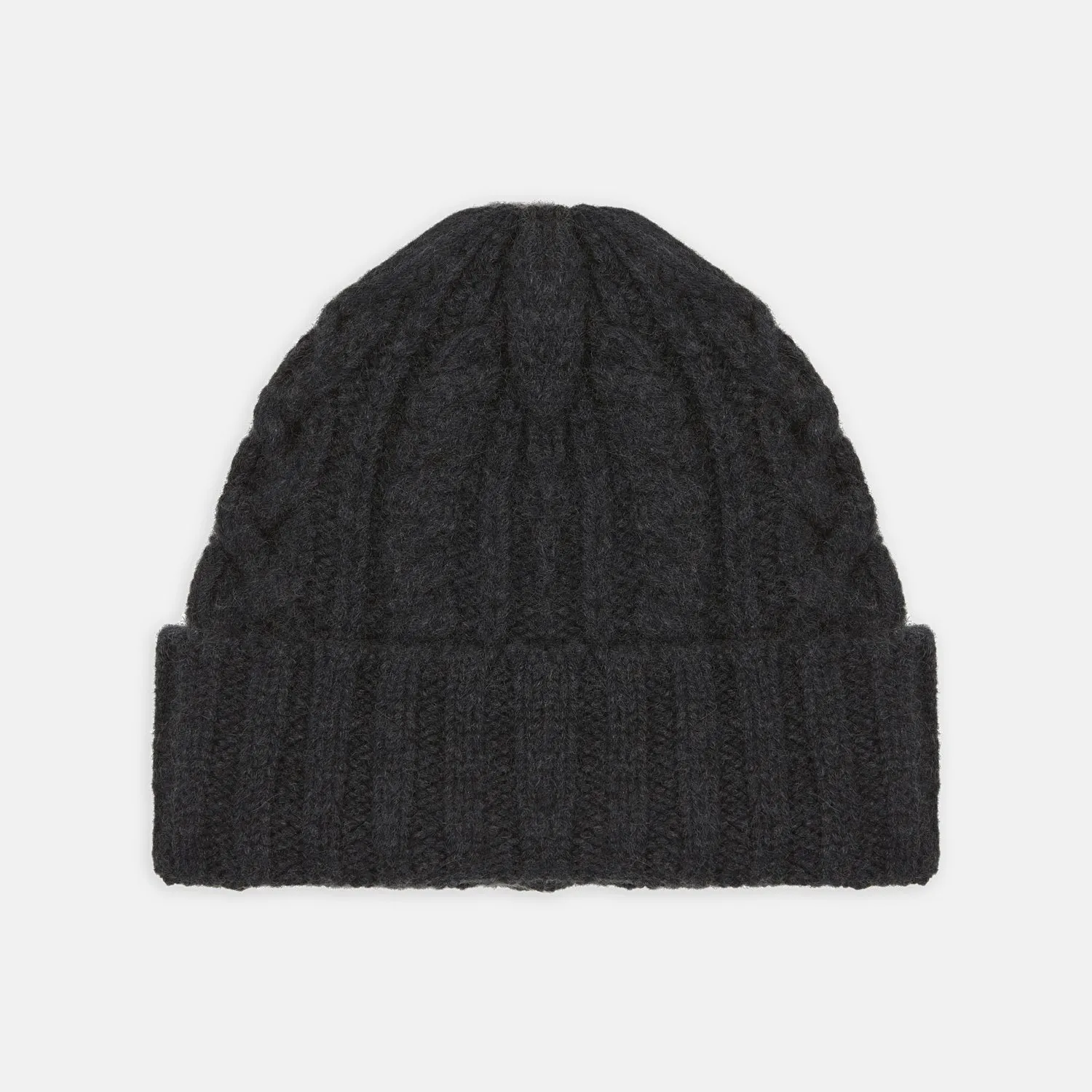Charcoal Cable Knit Cashmere Hat