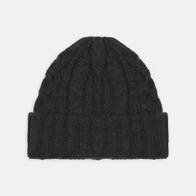 Charcoal Cable Knit Cashmere Hat
