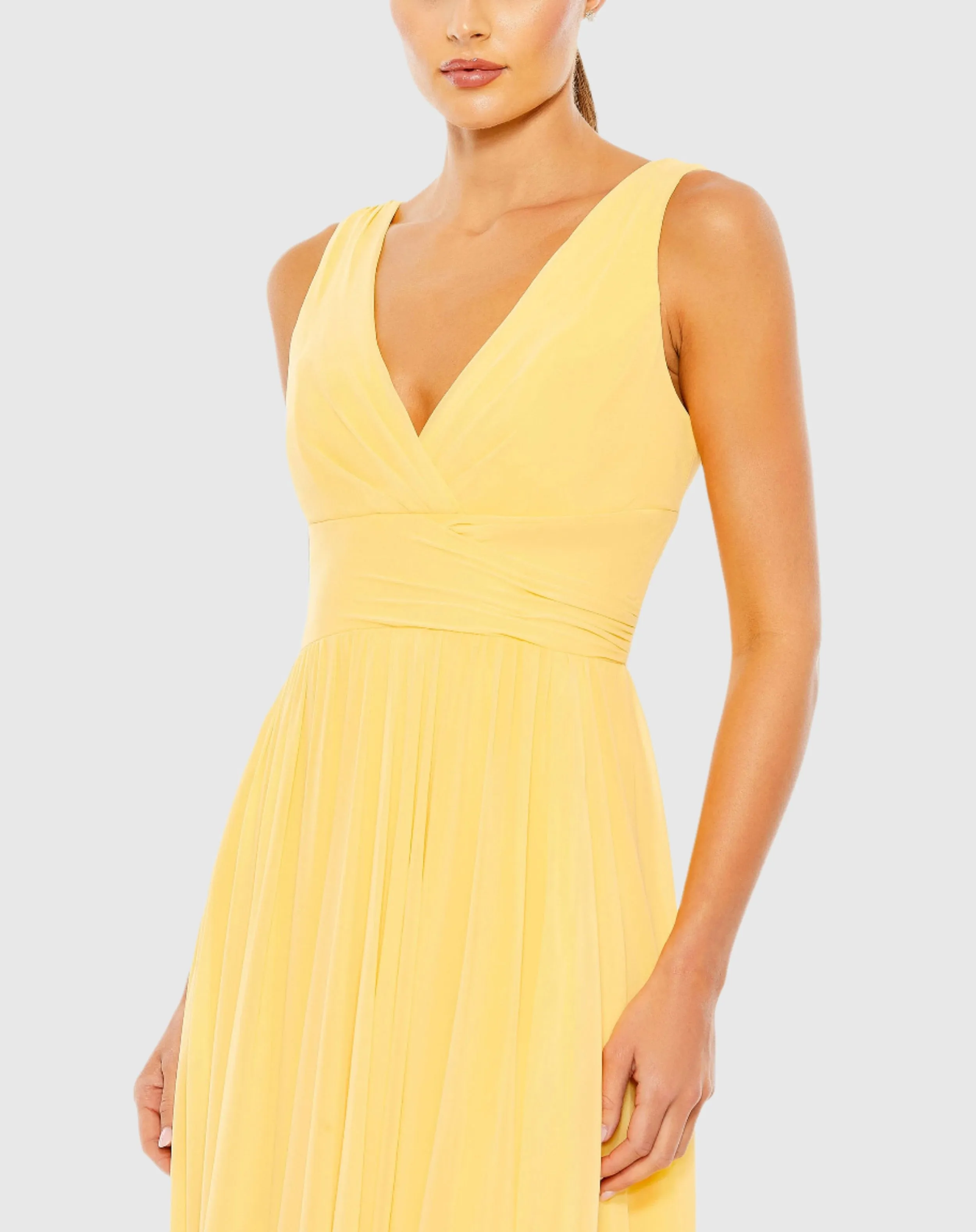 Chiffon Sleeveless Wrap Over A Line Gown