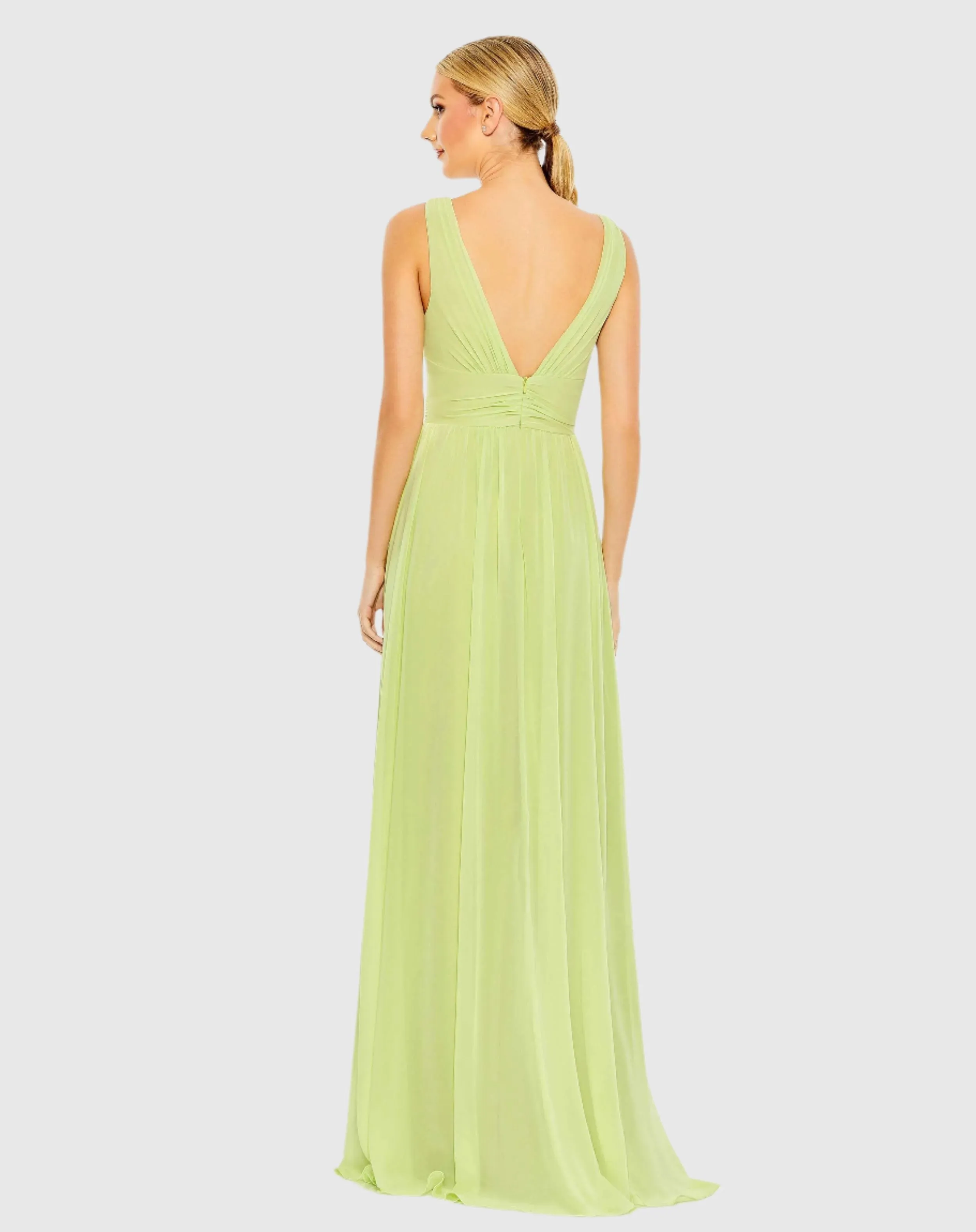 Chiffon Sleeveless Wrap Over A Line Gown